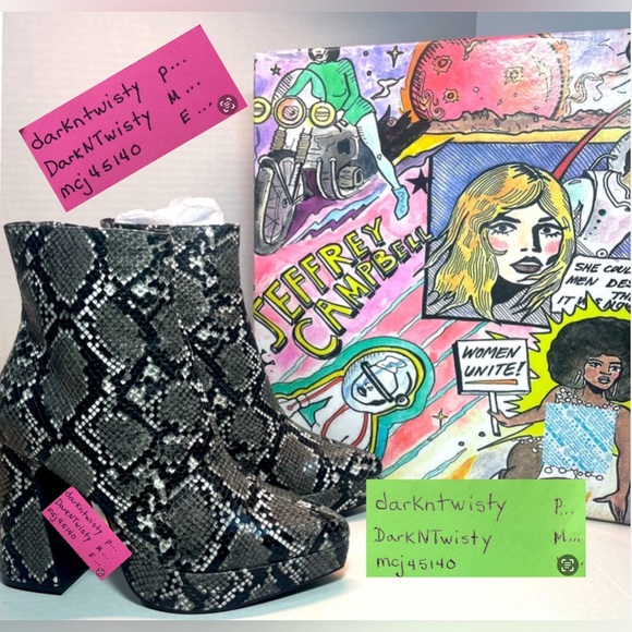 BNIB Jeffrey Campbell Dormant Black/Gray Snakeskin print platforms 6M - Picture 2 of 12